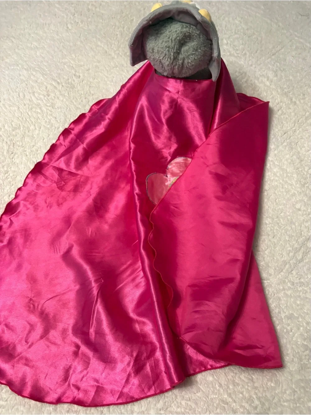 Super Girls' Shiny Hot Pink Satin Capewith Appliqué